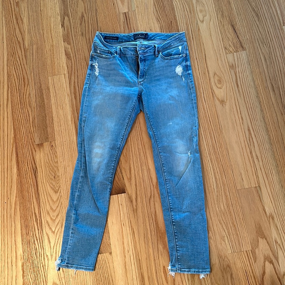 Lucky Sasha Super Skinny light wash distressed jeans